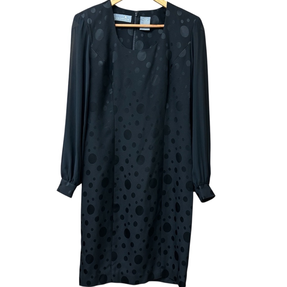vintage 80s/90s dress with jacquard polka dots and sheer sleeves, petite 10